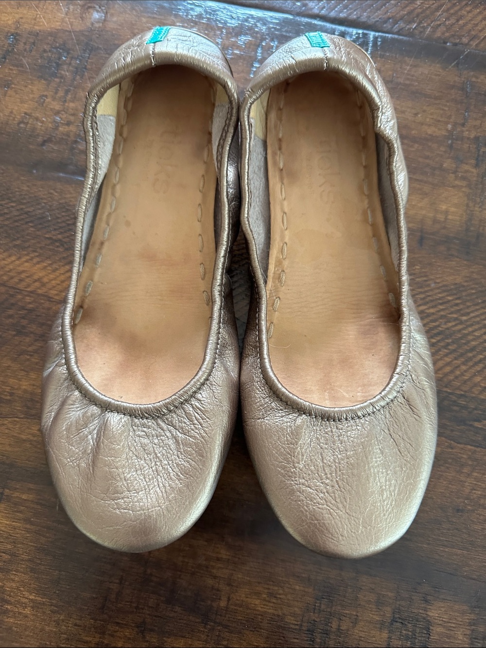 Tieks Metallic Champagne Ballet Flats in Gold-Taupe